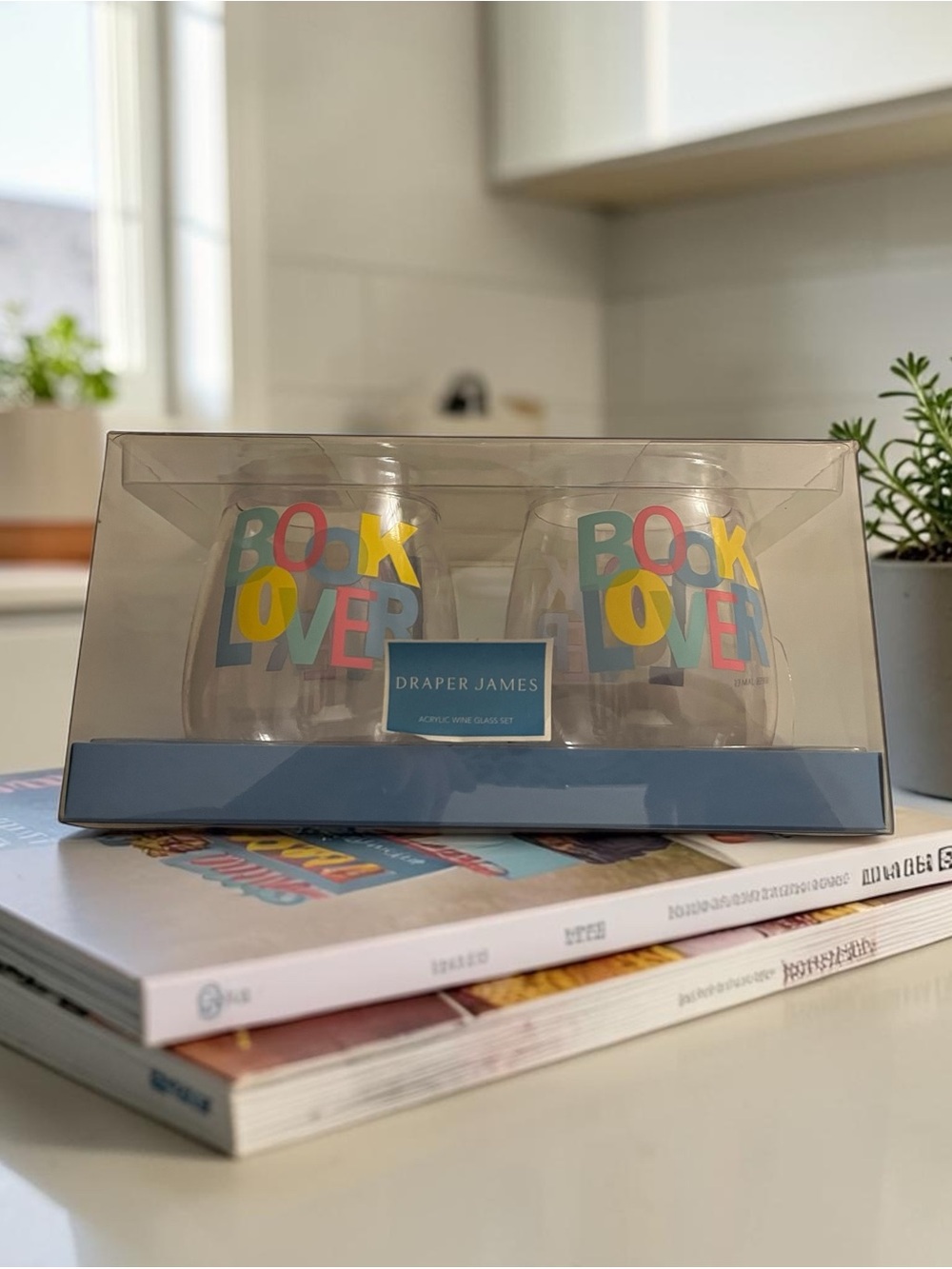 Draper James Stemless Acrylic Glasses with Multicolor Lettering